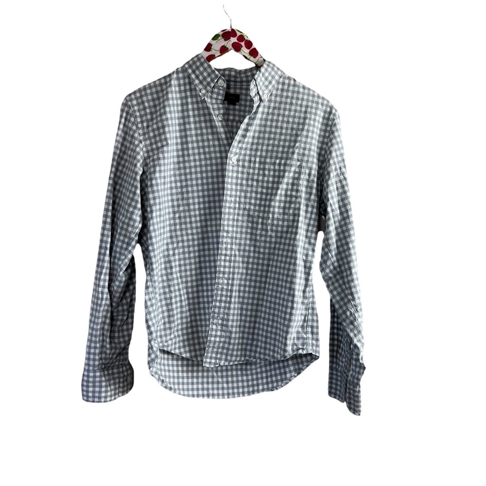 J Crew Mens Gingham Button Up Shirt Long Sleeve Cotton Size S